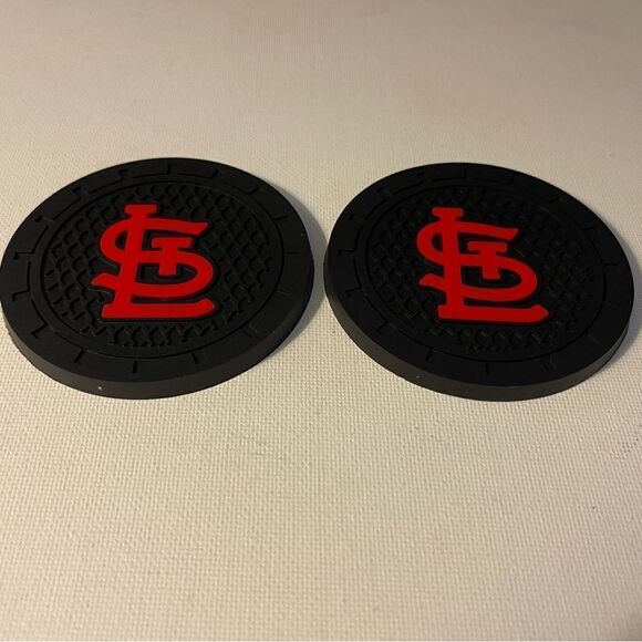 MLB St Lewis Cardinals cup Coasters in black and red Set of 2 NWT - Picture 2 of 5